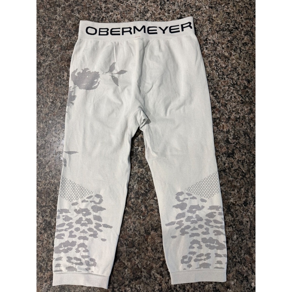 Obermeyer Womens Seamless Base Layer Tights Gray Floral Leopard Print Size M